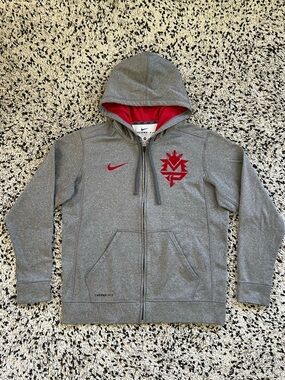Nike Manny Pacquaio Logo Full Zip Hoodie Grey Red Therma-Fit Training Medium